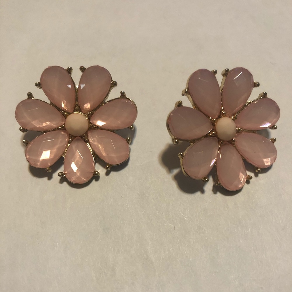 Chunky Pink Flower Studs
